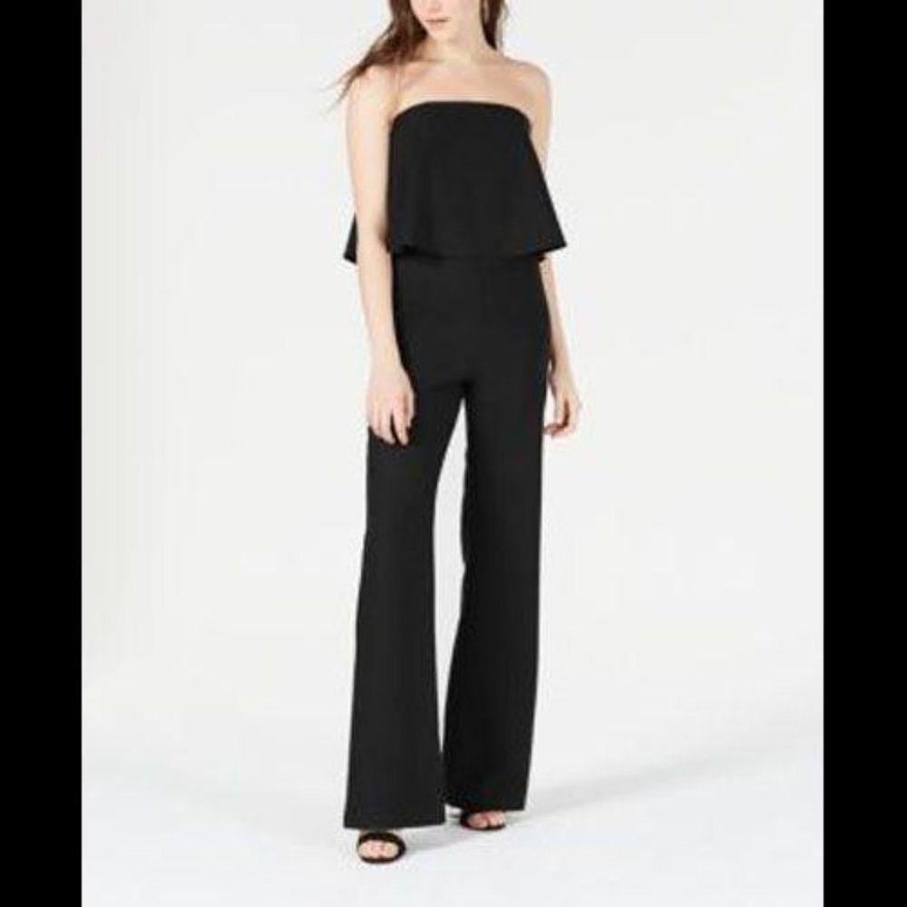Flattering Black Jumpsuit Strapless Overlay
